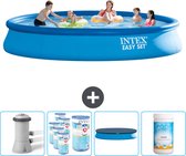Intex Rond Opblaasbaar Easy Set Zwembad - 457 x 84 cm - Blauw - Inclusief Pomp Filters - Afdekzeil - Chloor