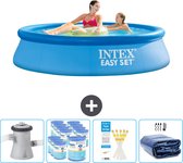 Intex Rond Opblaasbaar Easy Set Zwembad - 244 x 61 cm - Blauw - Inclusief Pomp Filters - Testrips - Solarzeil