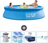 Intex Rond Opblaasbaar Easy Set Zwembad - 305 x 76 cm - Blauw - Inclusief Pomp Filters - Solarzeil - Schoonmaakset