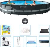Intex Rond Ultra XTR Frame Zwembad - 610 x 122 cm - Inclusief Pomp - Ladder - Grondzeil - Afdekzeil Onderhoudspakket - Filterbollen - Solar Mat