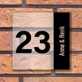 Naambordje voordeur - naambordjes - naambordje voordeur met huisnummer - naambordje huisnummer - 15x15cm - Plexiglas (transparant) - zonder afstandhouders/borgaten | Vierkant, variant #22