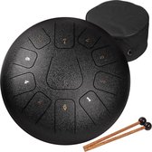 PrimePicks® - 12 Inch Staal Tongdrum - Drum In C Minor - 13 Tonen - Hand Pan Drum - Diameter 30cm - Met Reistas - Slaginstrumenten - Zwart