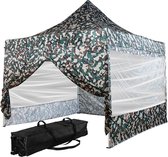 INSTENT Tuinpaviljoen PRO - Opvouwbaar - Met Opbergtas en 4 Zijwanden - Paviljoen - Partytent - 3 x 3 m - Woodland