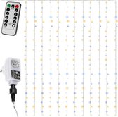 VOLTRONIC LED Lichtgordijn - Met Afstandsbediening - 600 LEDs - Kerstverlichting - Tuinverlichting - Binnen en Buiten - 3 x 6 m - Warm en Koud Wit