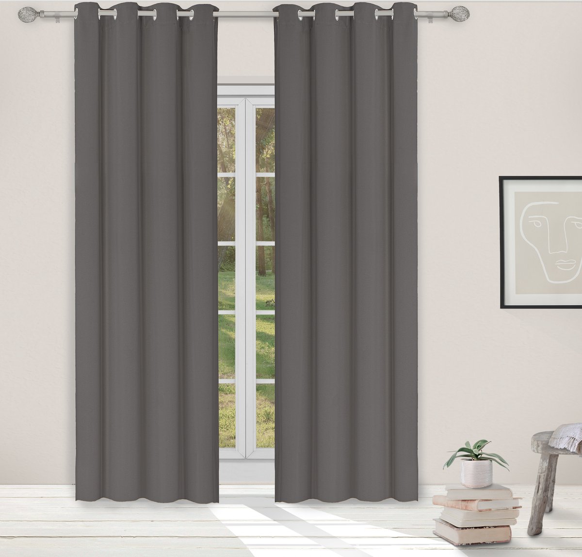 Light Guard 1x kant-en-klaar gordijn - verduisterend - isolerend - geluiddempend - met ringen voor gordijnroede - 140x280cm - iron donkergrijs