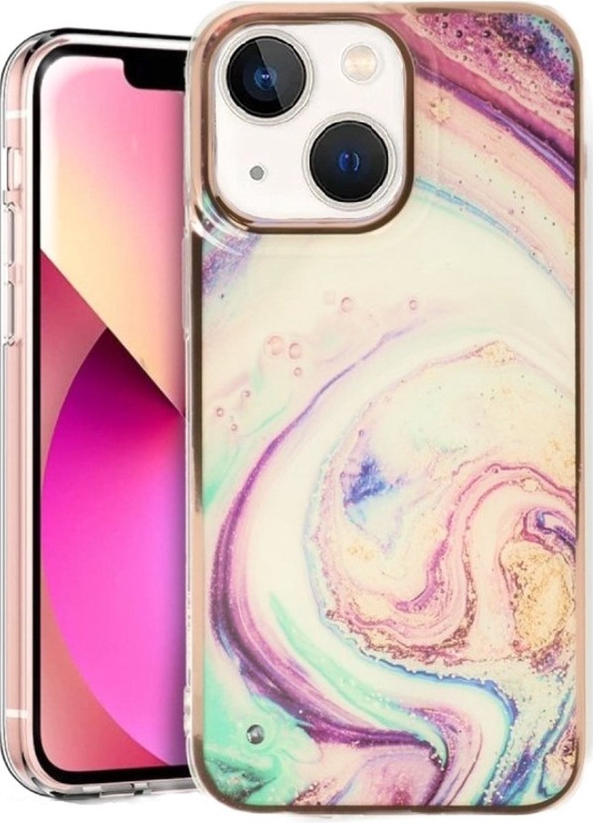 Geschikt voor iphone 15 Plus – CaseMania-Marmer Backcover