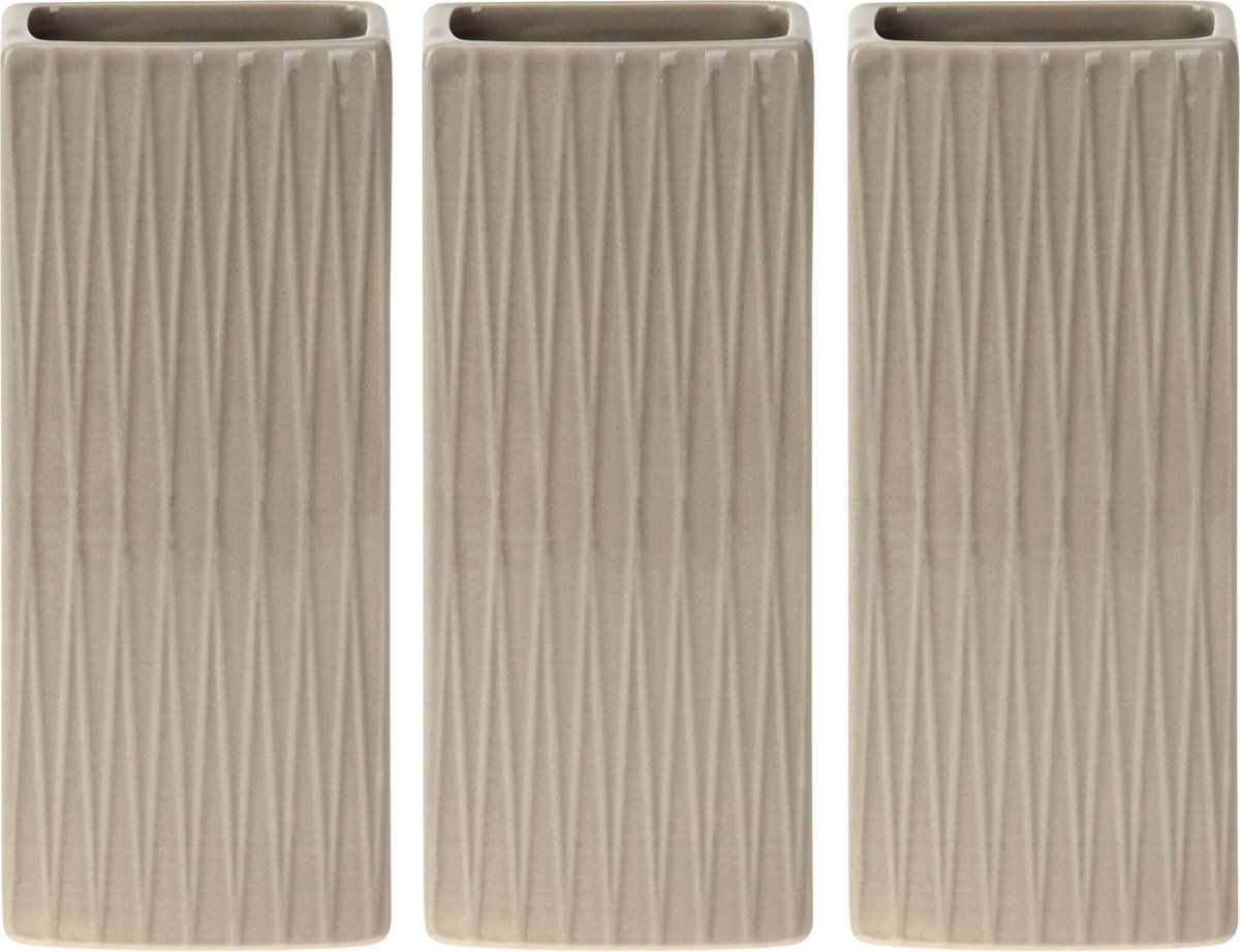Waterverdamper radiator - 3x - beige - met relief - kunststeen - 18 cm - luchtbevochtiger