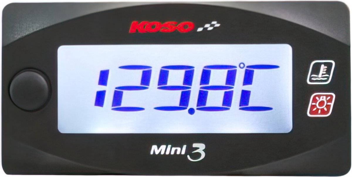 Koso Mini3 temperatuurmeter - 0-120 graden - digitaal LCD scherm - 12V