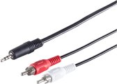AUDIO kabel 1x 3,5 mm stereo male naar 2 x RCA Cinch Tulp steker male rood-wit - 2,5 m