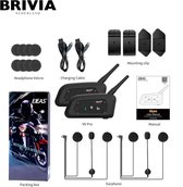 Brivia Intercom Casque Moto - 2 Sets - Casque Moto Casque - Interphone - Communication Moto Bluetooth - Interphone Moto - Communication Moto - Etanche - Portée 800M - Casque Fermé