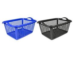 HL - Wasmand - Wasmanden - Set - 2 stuks - 45 liter - 58 x 43 x 29 cm - Blauw & Antraciet.