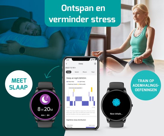 FITAGE Sporthorloge - Smartwatch - Stappenteller Horloge- Smartwatches - Activity Tracker - GPS - Dames en Heren - Zwart - FITAGE