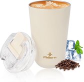 Bastix - Thermische mok Coffee to Go-mok - 380 ml Coffee Mug to Go met deksel - Wit Lekvrije Coffee to Go-mok Thermische roestvrijstalen herbruikbare koffie-thermomok