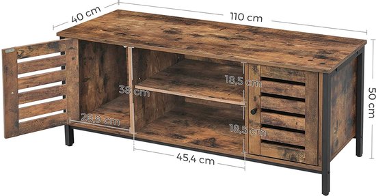 Tv-meubel Lance 110cm 2 deuren 2 vakken - rustiek bruin/zwart