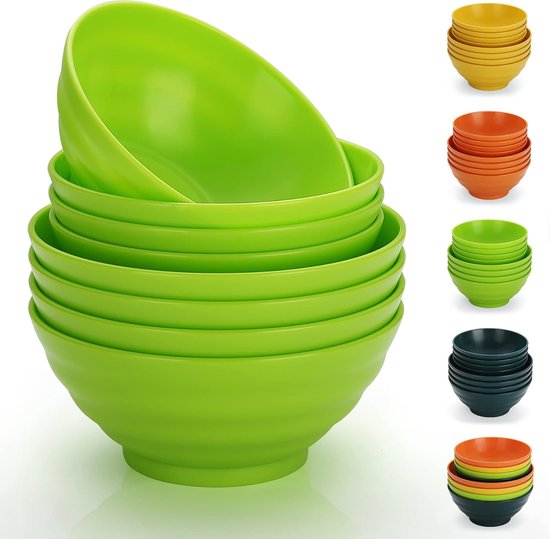 DREIBERG® Mueslikommen, set van 8 stuks, incl. receptenboek, 760 ml, bowl- kommen van polypropyleen, soepkom, dessertkommen, slakommen, campingservies