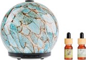 Whiffed Marble® Luxe Aroma Diffuser - Incl. 2x Etherische olie - Rozemarijn - Eucalyptus - Geurverspreider met Glazen Design - 8 uur Aromatherapie - Tot 80m2 - Essentiële Olie Vernevelaar & Diffuser
