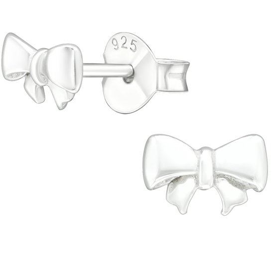 Joy|S - Zilveren strikje oorbellen - 6 x 3 mm - sterling zilver 925 - kinderoorbellen / oorknopjes