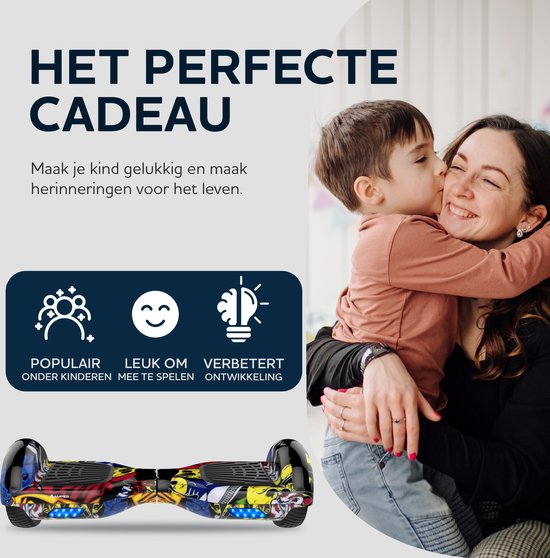 Ampes Hoverboard - Bluetooth Speaker - 24V 4.0 Ah Accu - Oxboard - 12 km/h - UL2272 Gecertificeerd - LED Verlichting - Anti lek banden - Belastbaar tot 120KG - 6.5 Inch - Inclusief Draagtas - 700W Chroom Wielen - Hiphop + Hoverkart Vering
