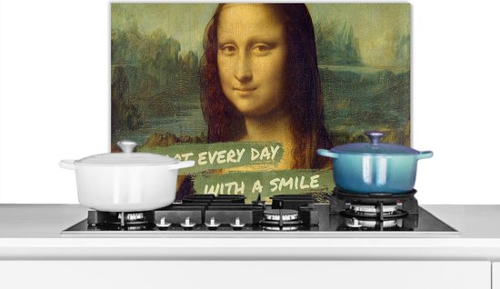 Spatscherm keuken 60x40 cm - Kookplaat achterwand Mona Lisa - Quote - Da Vinci - Muurbeschermer - Spatwand fornuis - Hoogwaardig aluminium