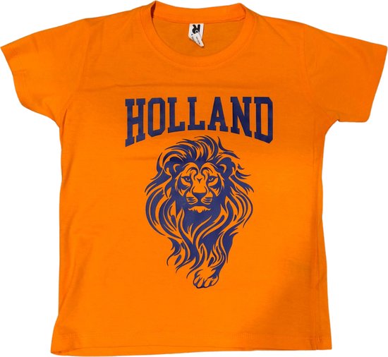 T-shirt Oranje Holland Leeuw Kinderen - Maat 152 - Koningsdag Shirt - Shirt WK/EK - Voetbal Shirt Oranje