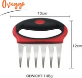 Oveggo - 3-in-1 RVS - Vleesklauw - BBQ - Bear Paws - Vleesversnipperaar - Professioneel Keukengereedschap voor BBQ & Culinaire Liefhebbers - Ergonomisch Ontwerp - Vaatwasmachinebestendig - Duurzaam & Roestvrij - Perfect voor Pulled Pork, Kip & Meer