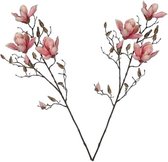 2x Roze Magnolia/beverboom kunsttakken kunstplanten 90 cm - Kunstplanten/kunsttakken - Kunstbloemen boeketten