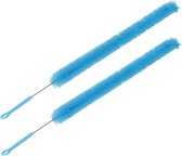 4x Radiatorborstels / stofborstels blauw 72 cm - Schoonmaakborstel/rager verwarming
