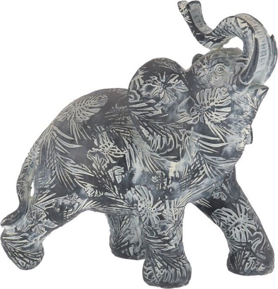 Dieren beeldje Indische olifant grijs 21 x 8 x 19 cm - Olifanten beeldjes van keramiek