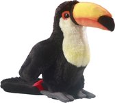 Carl Dick Knuffeldier Toekan - zachte pluche stof - zwart/oranje - kwaliteit knuffels - 18 cm - tropische vogels