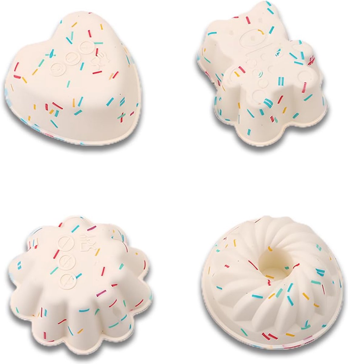 Set van 4 siliconen bakvormen, muffinvormpjes, siliconen, cupcake siliconen bakvormen, siliconen muffinvormpjes voor taarten, room en pudding