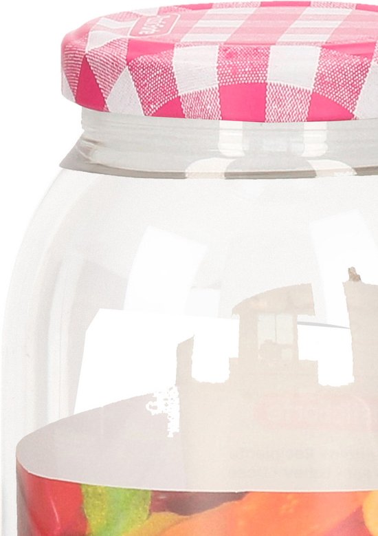 Plasticforte Weckpot/pot de conserve Classic - 750ml - plastique - couvercle tournant - rose - D9 x H15 cm