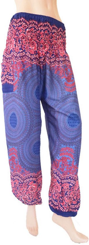 Sarouel - Pantalons de yoga - Pantalons d'été - Pour femmes et hommes - Grand; taille 44, 46 et 48 - Mandala bleu