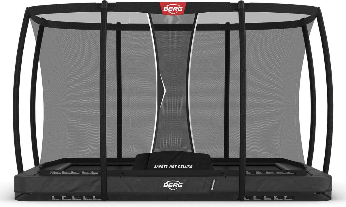 BERG InGround Trampoline Rechthoekig Champion Grijs 330 cm met veiligheidsnet deluxe