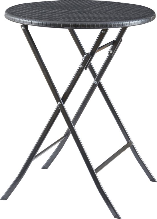 en.casa] Klaptafel Mark tuintafel campingtafel inklapbaar 180x75x72 cm rechthoek picknicktafel buiten rotan look zwart