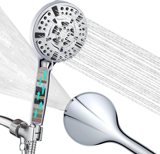 met filter, 15traps wanddouchekopfilter voor hard water, zuinige
