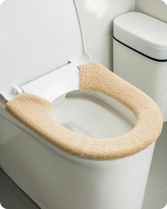 Foto: Toiletbrilhoes dikke kussens antibacterieel luxe toiletten warme toiletbrilhoezen warme toiletbrilmat super warm universeel beige