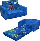Dinosaurus opvouwbare kinderbank, 2-in-1 slaapbank, kinderstoel met stoffen tas, zachte flip open kinderstoel voor slaapkamer, woonkamer, speelkamer