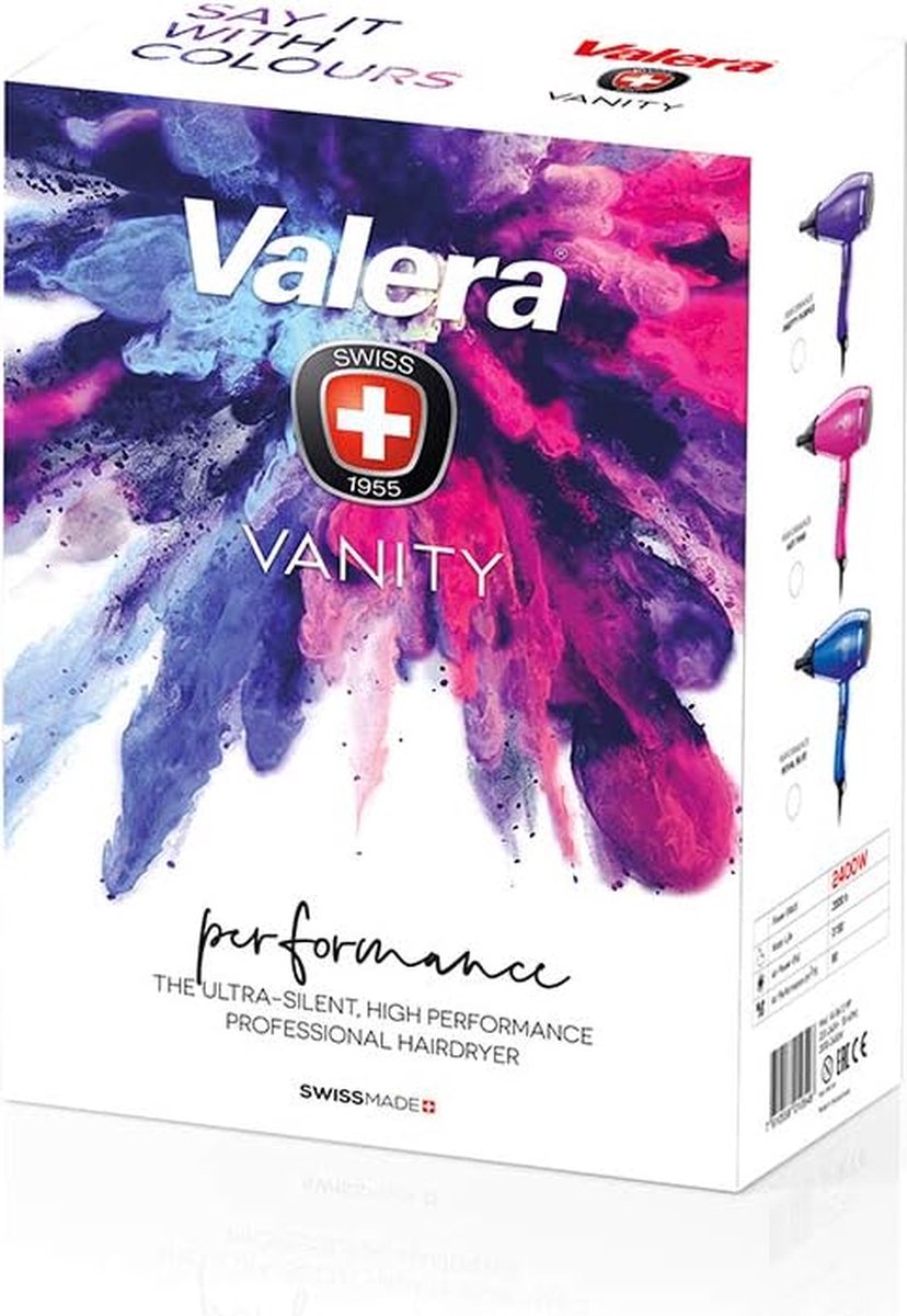 Valera VANITY - professionele föhn -ultrastil - Krachtige BLDC motor 2400W - Swiss made - Roze thumbnail 4