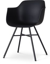 Nolon Noa-Puk Chaise de Jardin Zwart - Plastique - Pieds en Métal Noir - Chaise de Patio