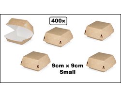 200x Hamburgerbakje kraft/wit small karton - 9cm x 9cm x 7cm - Hamburger cheese festival kipnuggets evenement verjaardag party diner