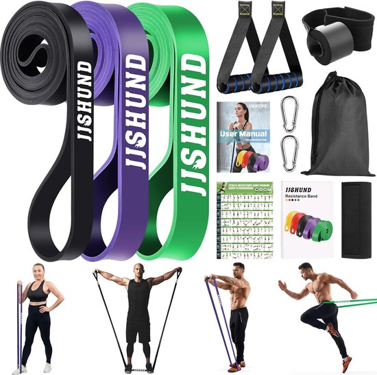 Weerstandsbanden, [set van 5] Weerstandsbanden, Stretchband, Gymnastiekband van Natuurlijk Latex met Oefeninstructies en Draagtas voor Spieropbouw, Yoga, Thuisfitness, Pilates