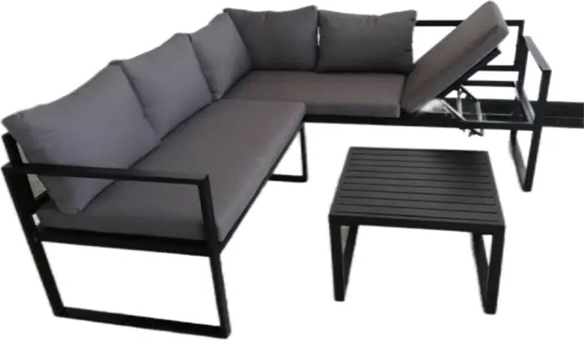 Budget Hoek Loungeset - Isabella - Antraciet - Aluminium