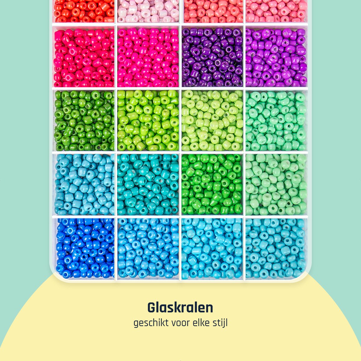 Kralen Set Glaskralen 4 mm voor sieraden maken, ketting, telefoonkoord en armbandjes maken meisjes - 24 kleuren - 3600 Rocailles in opbergbox — afbeelding 5