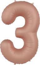 Folat - Ballon Aluminium Numéro 3 Rose Vintage - 86 cm