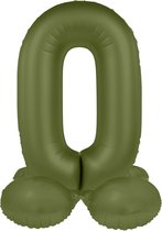 Folat - Staande folieballon Cijfer 0 Olive Green - 41 cm