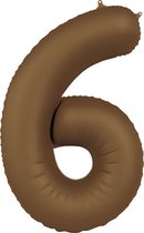 Folat - Folieballon Cijfer 6 Chocolate Brown - 86 cm