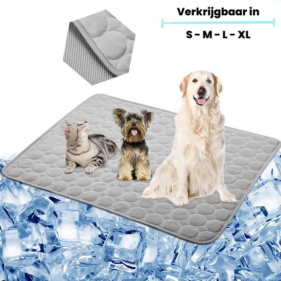 Foto: Koelmat voor hond kat 70 x 55 cm nieuwste model koelmat temperatuur absorberende werking vrij van giftige gel anti slip grijs l