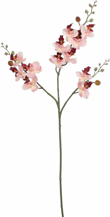 Mica Decorations Kunstbloem Orchidee tak - lichtroze - 75 cm - Kunst zijdebloemen
