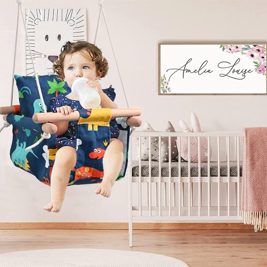 Kinderschommel met kussen, babyschommel voor binnen, houten schommel voor baby's, outdoor, schommel, tuin, peuters, babyschommel, kinderschommel, hout, schommel voor kinderen, indoor, van Kinder — afbeelding 3