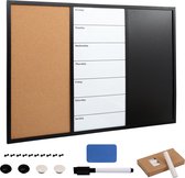 Kurtzy 3-In-1 Combination Cork Board, Whiteboard & Chalkboard - 90 x 60cm/35.5 x 23.5 Inches - Magnetic Memo/Bulletin Dry Erase Noticeboard with Pins